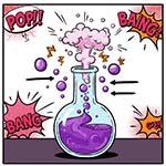 Chemical reaction in a flask.